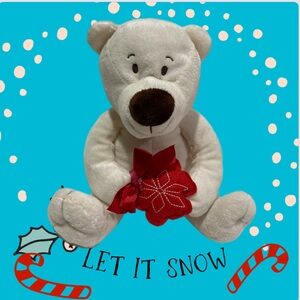 White Teddy Bear with Red Bow by Paris present Inc . Pre owned